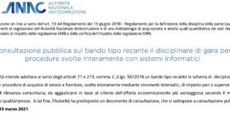 Bando telematico forniture sopra soglia, ANAC avvia consultazione pubblica