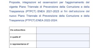 Aperta consultazione pubblica ENEA su Piano Triennale Prevenzione Corruzione
