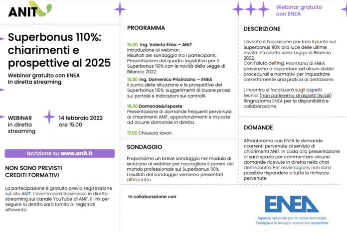 Locandina Convegno ANITSuperbonus 110%: chiarimenti e prospettive al 2025