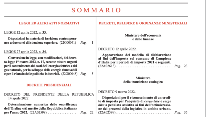 Gazzetta Ufficiale n. 98 del 28-4-2022