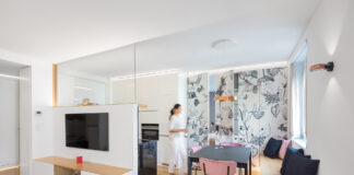 Vienna: 65 mq fluidi e con porte filomuro