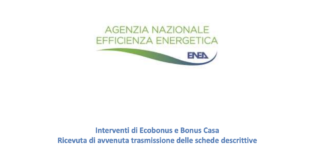 Ricevuta di avvenuta trasmissione interventi Ecobonus e Bonus Casa