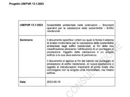 Sostenibilità ambientale nelle costruzioni. Aggiornamento UNI/PdR 13 in inchiesta pubblica