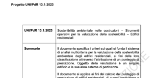 Sostenibilità ambientale nelle costruzioni. Aggiornamento UNI/PdR 13 in inchiesta pubblica