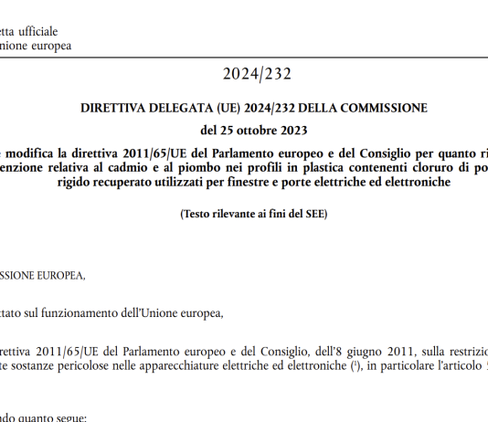 Profili con PVC recuperato, l’UE definisce esenzioni per cadmio e piombo