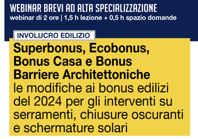 webinar sulle modifiche ai bonus 2024
