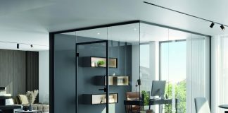 Pareti divisorie trasparenti in vetro