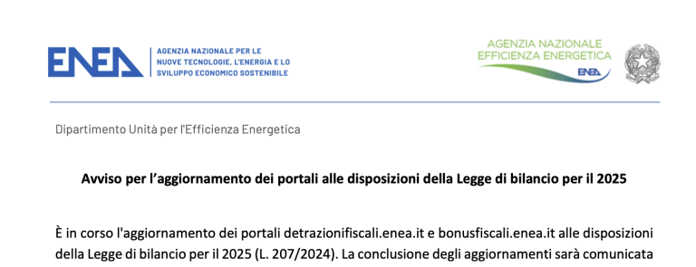 Portali ENEA bonus edilizi in aggiornamento