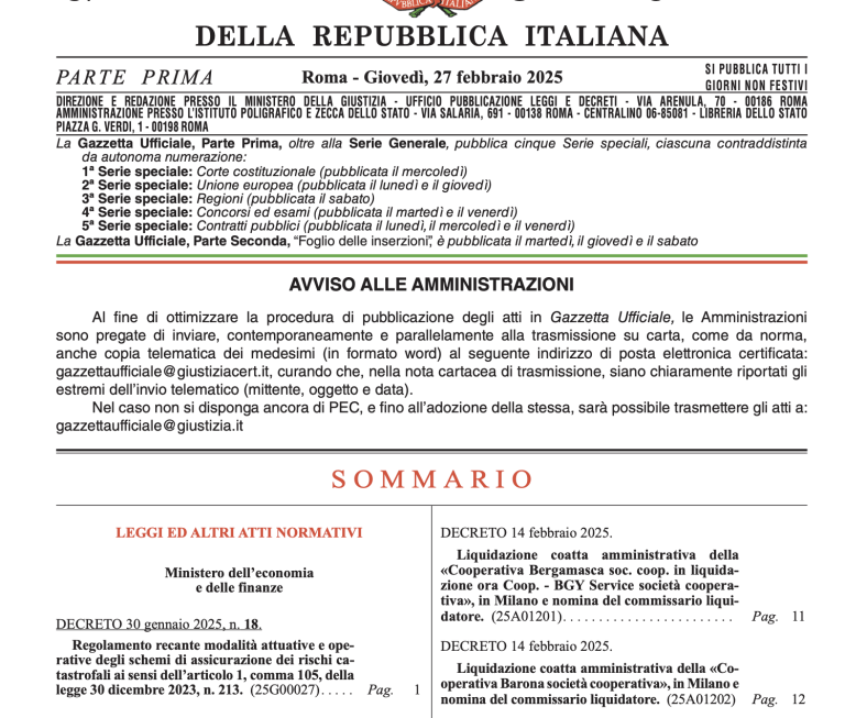 Eventi catastrofali. Entro il 31 marzo obbligo assicurazione imprese