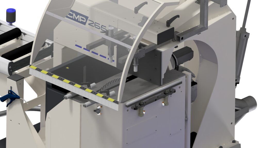 Testa di taglio con protezione pneumatica integrale e braccio di sostegno automatico (immagine di Pertici)