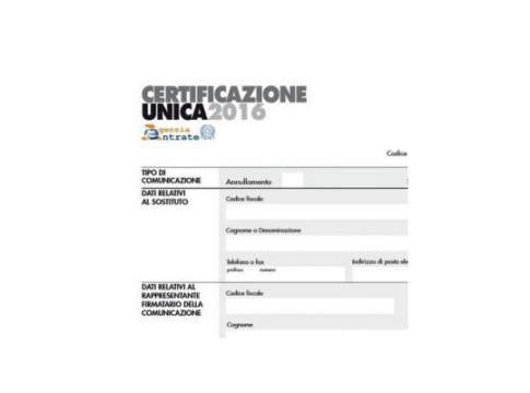 Certificazione unica 2016, approvati i modelli Certificazione