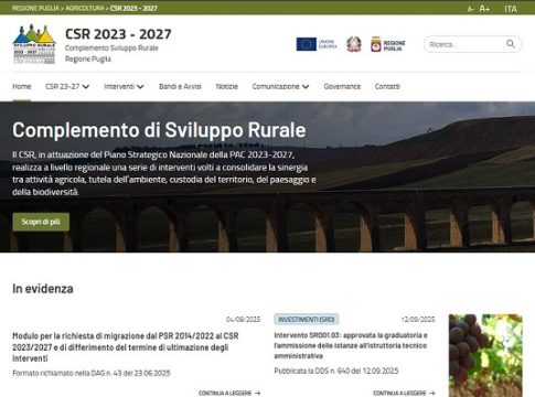 Sviluppo rurale: online il nuovo portale del Csr Puglia 2023-2027