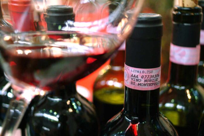 Turin, Piedmont/Italy. -10/24/2009- The Wineshow Fair. Nobile di Montepulciano wine.